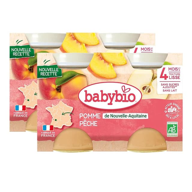3288131510729 - Babybio - Pêche Pomme d'Aquitaine bio Pot Bébé dès 4 mois