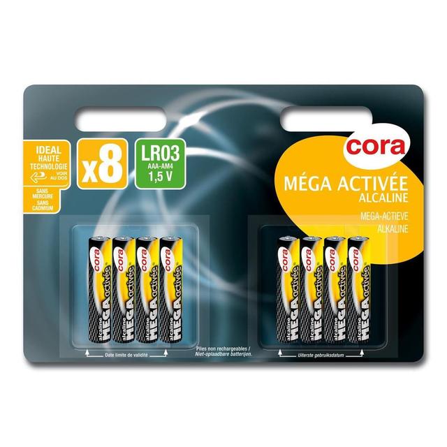 3257986142928 - Cora - 8 Piles LR03 / AAA Alcaline Méga Activées