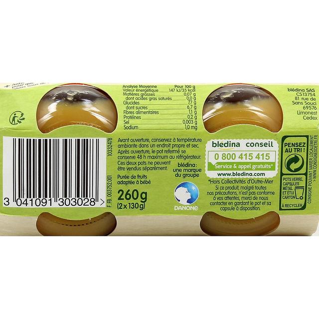 3041091303028 - Blédina - Les Récoltes Bio - Pomme Nectarine Banane Bio Pot Bébé Dès 6 mois