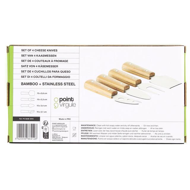 5420059864128 - Point virgule - Set de 4 couteaux à fromage en bambou