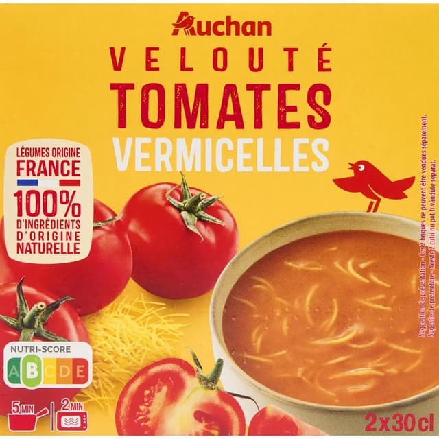 3596710494828 - Auchan - Velouté Tomates Vermicelles Soupe liquide en brique individuelle