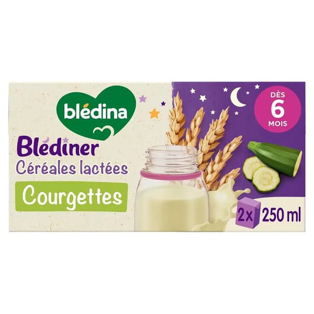 3041090013829 - Blédina - Blédîner - Céréales lactées Courgettes Brique Bébé Dès 6 mois