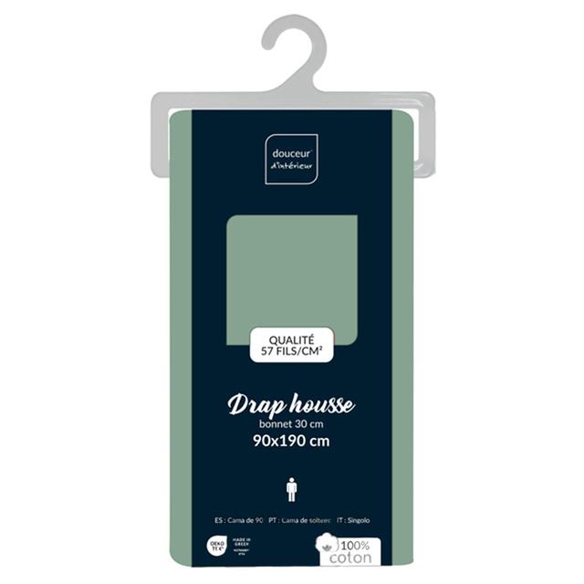 3574386445429 - Douceur D Interieur - Drap housse uni sauge