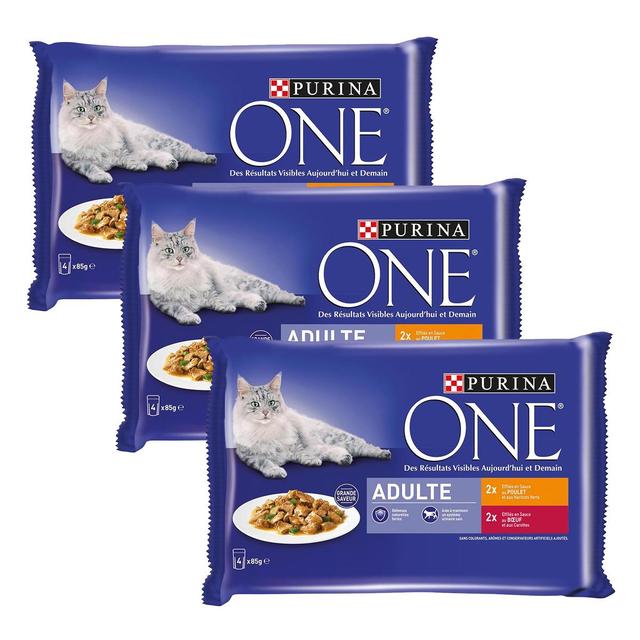 2050000395529 - Purina - One - Sachets en sauce Effilés Poulet Bœuf pour chat adulte