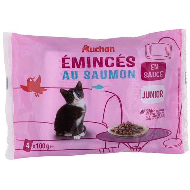3596710485529 - Auchan - Sachets Emincés en sauce saumon ASC pour chat junior