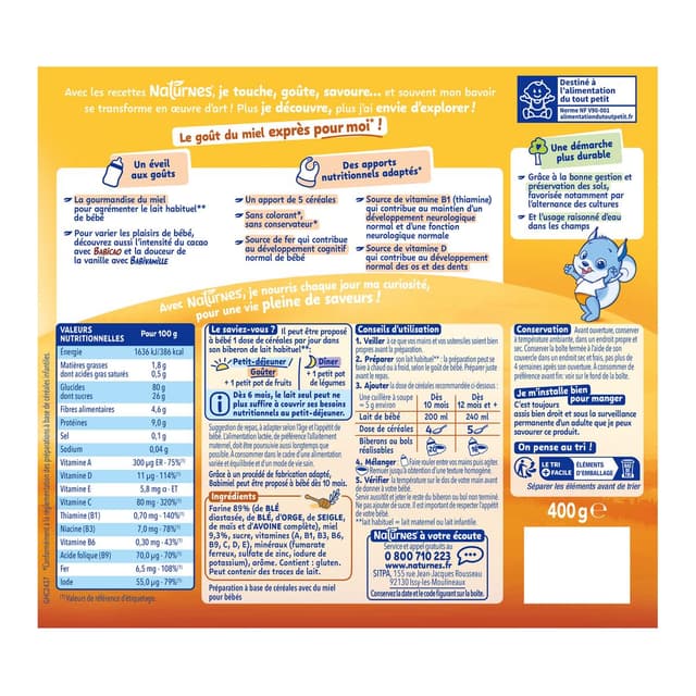 8445291646230 - Naturnes® - Babimiel - Céréales Miel bébé dès 10 mois