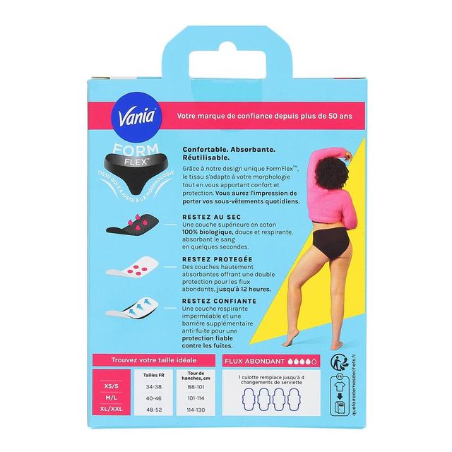 3574661776330 - Vania - Culotte menstruelle Taille M/L Noire Flux Abondant