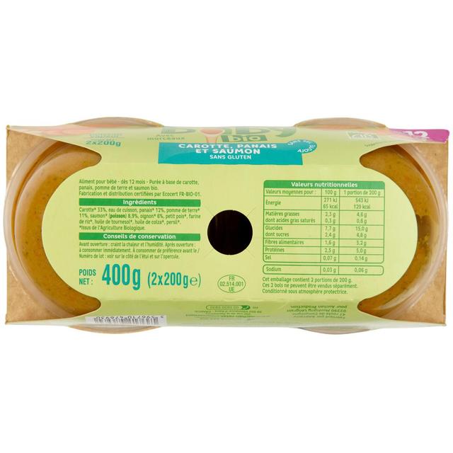 3596710476930 - Auchan Baby Bio - Carottes panais et saumon bio Bol bébé dès 12 mois