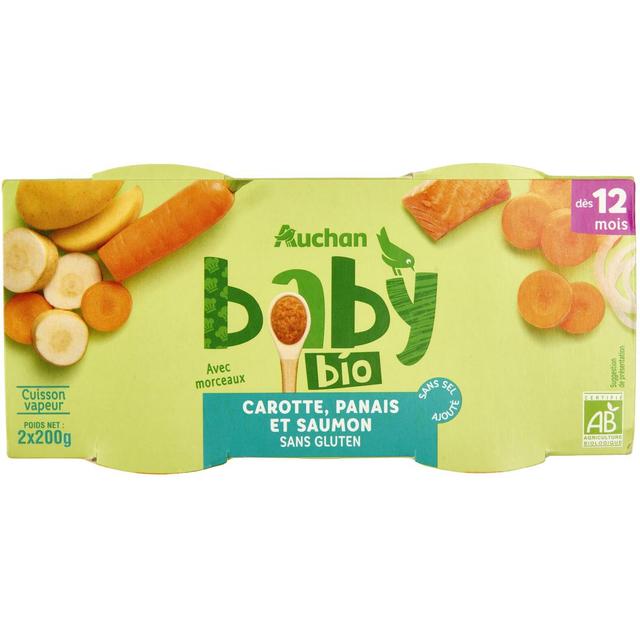 3596710476930 - Auchan Baby Bio - Carottes panais et saumon bio Bol bébé dès 12 mois