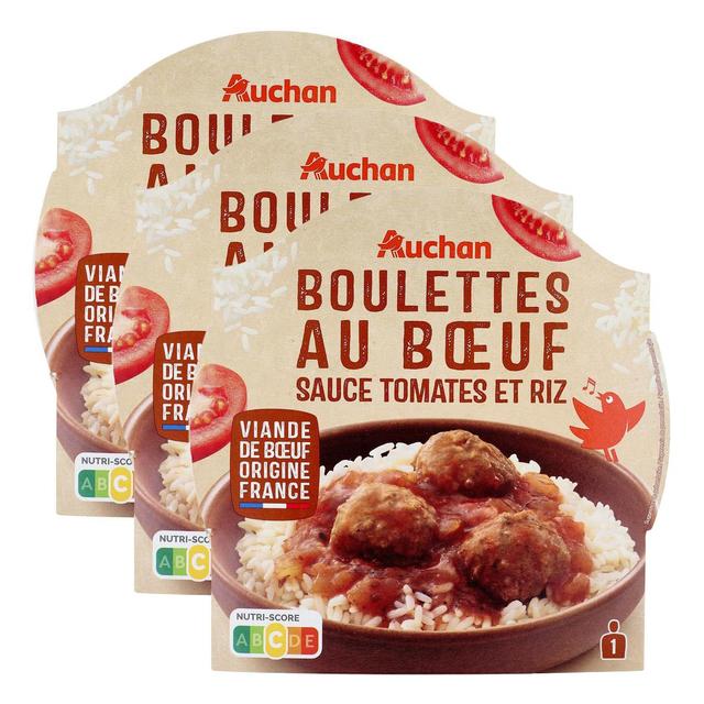 2050000409530 - Auchan - Boulettes au Boeuf Sauce Tomate et Riz Micro-ondes