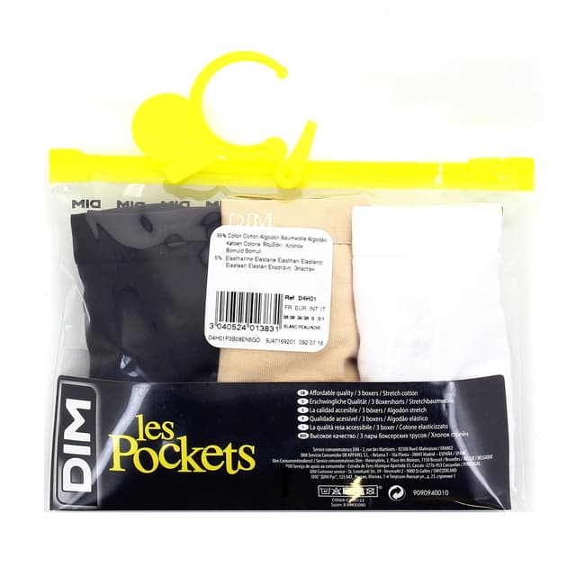 3040524013831 - Dim - Boxers EcoDim noir, blanc et beige T36/38