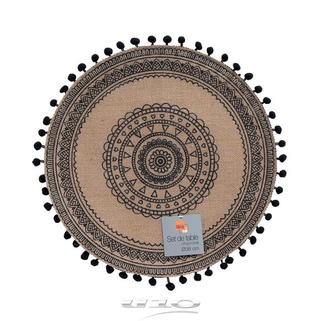 3574387904031 - Douceur D Interieur - Set de table en jute Renata Noir