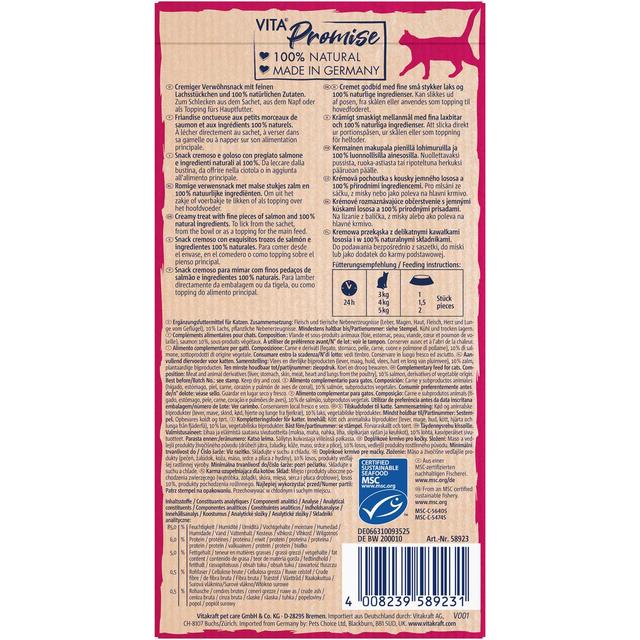 4008239589231 - Vitakraft VitaNaturals - Snack Liquide Creamy au Saumon MSC - Friandise pour chat
