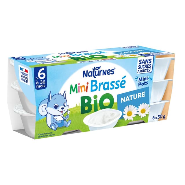 8445290569431 - Naturnes® - P'tit Brassé - Mini Dessert Lacté Nature Bio Coupelle Bébé Dès 4 Mois