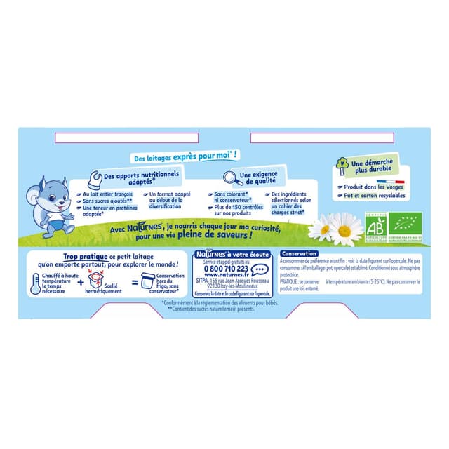 8445290569431 - Naturnes® - P'tit Brassé - Mini Dessert Lacté Nature Bio Coupelle Bébé Dès 4 Mois