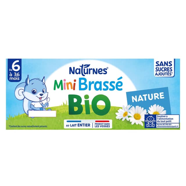 8445290569431 - Naturnes® - P'tit Brassé - Mini Dessert Lacté Nature Bio Coupelle Bébé Dès 4 Mois