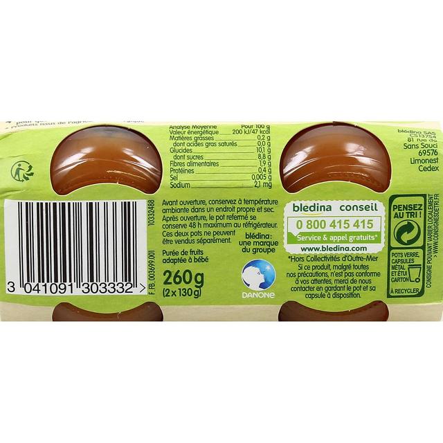 3041091303332 - Blédina - Les Récoltes Bio - Pommes fraises Bio Pot Bébé Dès 4/6 mois