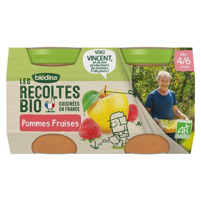 3041091303332 - Blédina - Les Récoltes Bio - Pommes fraises Bio Pot Bébé Dès 4/6 mois