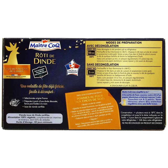 3230890003332 - Maître Coq - Rôti de dinde farci au foie gras de canard et Sauternes 4/5 personnes