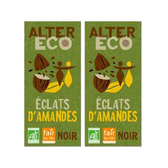 2050000393532 - Alter Eco - Commerce Equitable - Chocolat noir éclats d'amandes 60% Cacao bio du Pérou
