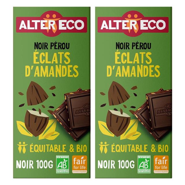 2050000393532 - Alter Eco - Commerce Equitable - Chocolat noir éclats d'amandes 60% Cacao bio du Pérou