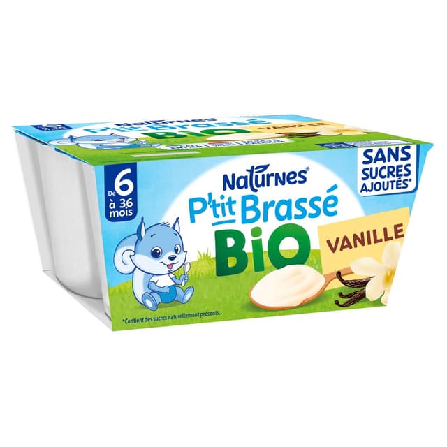7613287053732 - Naturnes® - P'tit Brassé - Dessert Lacté Vanille Bio Coupelle Bébé Dès 6 mois