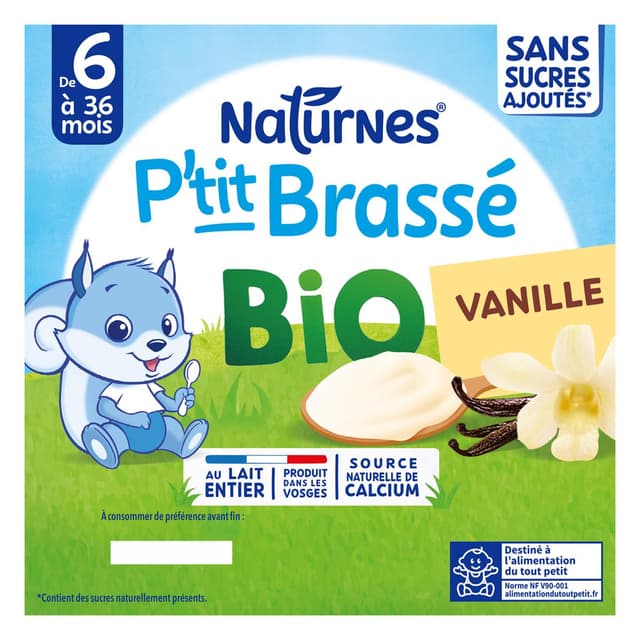 7613287053732 - Naturnes® - P'tit Brassé - Dessert Lacté Vanille Bio Coupelle Bébé Dès 6 mois