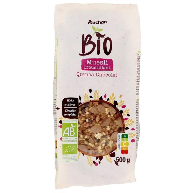 3596710494132 - Auchan BIO - Muesli de céréales quinoa et chocolat bio