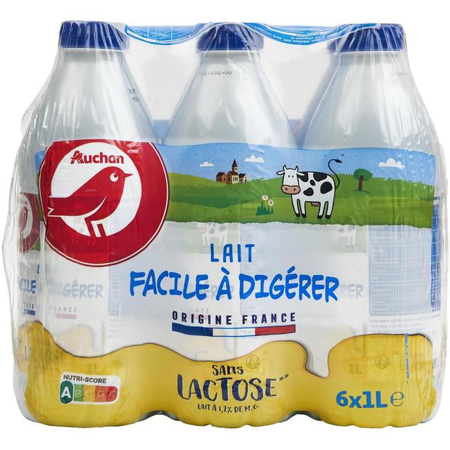 3596710495832 - Auchan - Lait facile à digérer sans lactose UHT