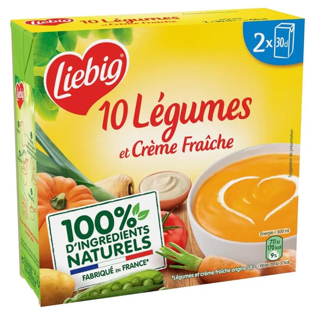 3036811367732 - Liebig - Velouté 10 Légumes et Crème Fraîche Soupe liquide en brique individuelle