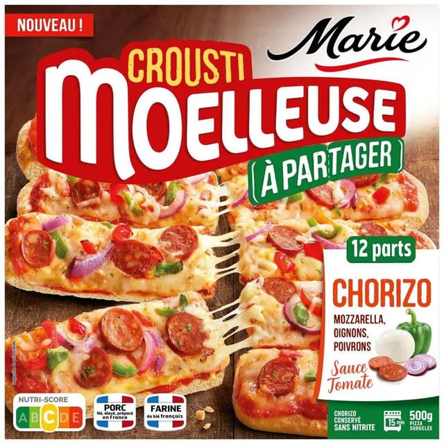 3248830002833 - Marie - Pizza Crousti'Moelleuse Mozza Chorizo Oignons Poivrons