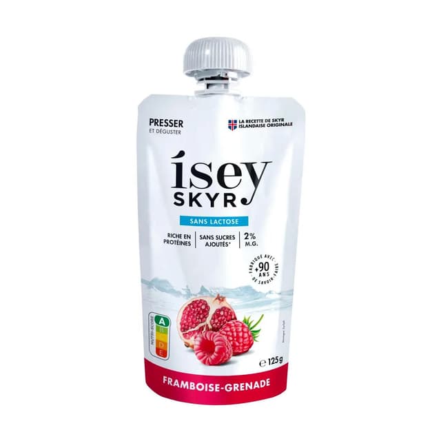 5690845003233 - Isey - Gourde Skyr framboise et grenade 2%mg sans lactose sans sucres ajoutés