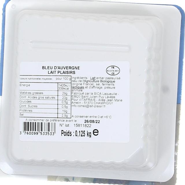 3760099533533 - Lait Plaisirs - Bleu d'Auvergne AOP, bio