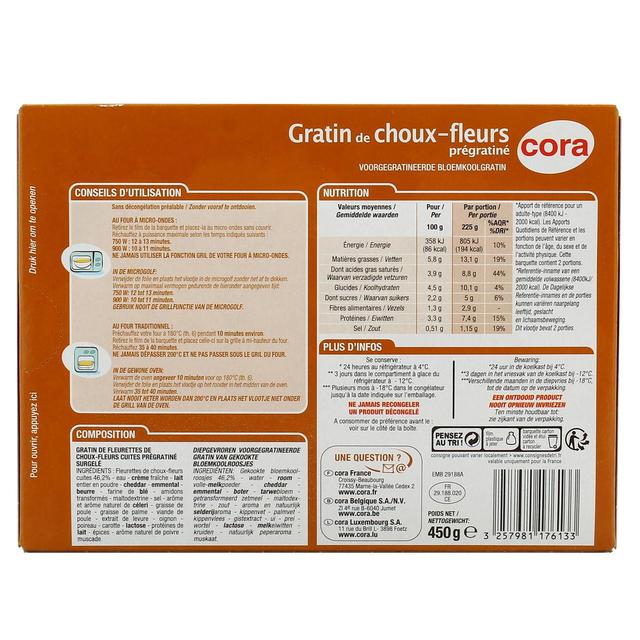 3257981176133 - Cora - Gratin de choux fleurs pré gratiné
