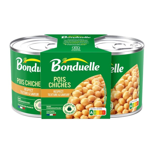 3083681178333 - Bonduelle - Pois Chiches très peu de jus en conserve