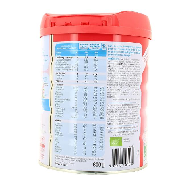 3288131580234 - Babybio - Lait de Croissance Primea Bio 3ème âge en Poudre Bébé Dès 10 mois