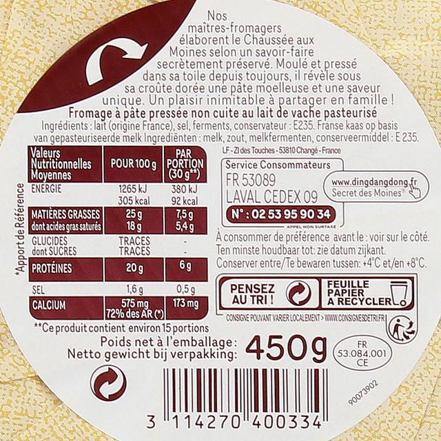 3114270400334 - Chaussée aux Moines - Fromage 50% de Mat.gr