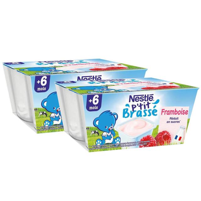 2050000312434 - Nestlé - P'tit Brassé - Dessert Lacté Framboise Coupelle Bébé Dès 6 mois