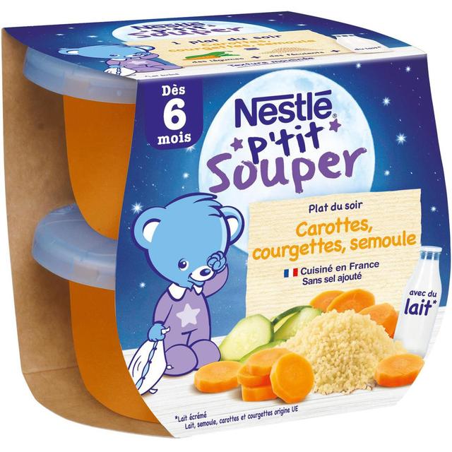 7613035832534 - Nestlé - P'tit Souper - Carottes Courgettes Semoule Bol Bébé Dès 6 mois