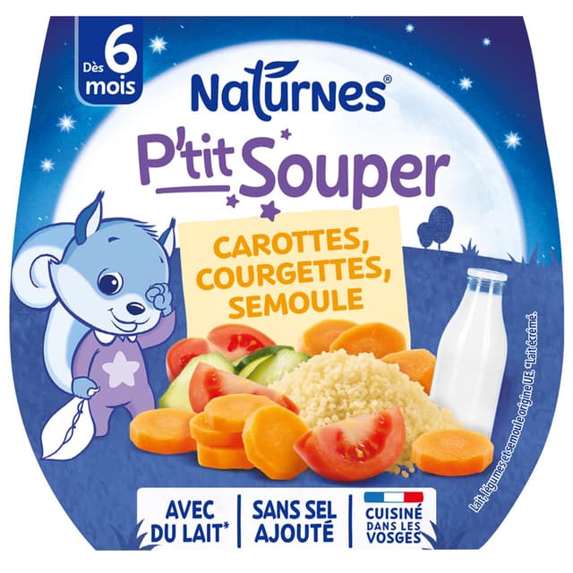 7613035832534 - Naturnes® - P'tit Souper - Carottes Courgettes Semoule Bol Bébé Dès 6 mois