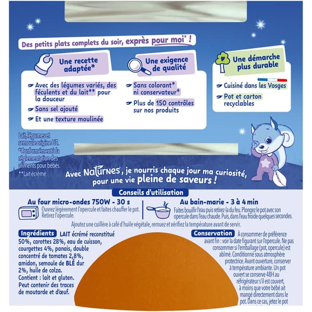 7613035832534 - Naturnes® - P'tit Souper - Carottes Courgettes Semoule Bol Bébé Dès 6 mois