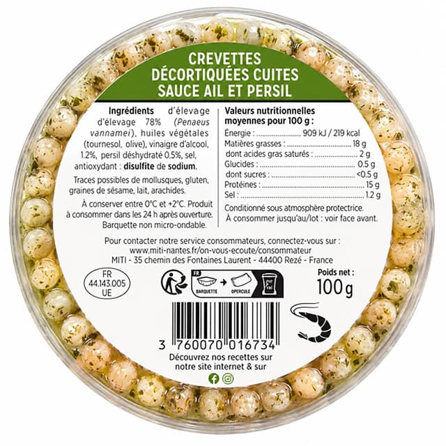 3760070016734 - MITI - Tapas Crevette Ail et Persil