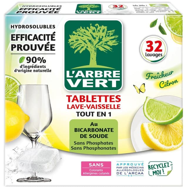 3450601046834 - L'arbre Vert - Tablette de Lave-Vaisselle Tout en 1 Hydrosolubles Parfum Citron