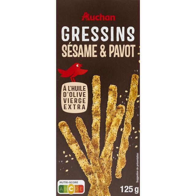 3596710407934 - Auchan - Gressins au sésame et pavot