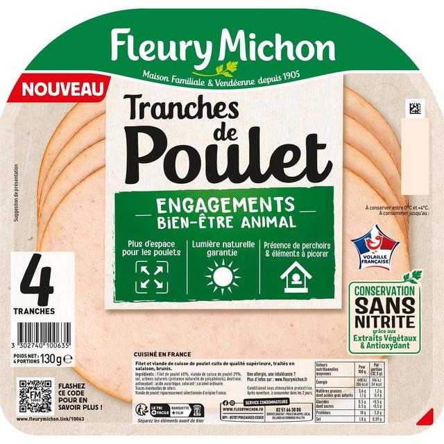 3302740100635 - Fleury Michon - Tranches de Poulet Engagment Bien Être Animal