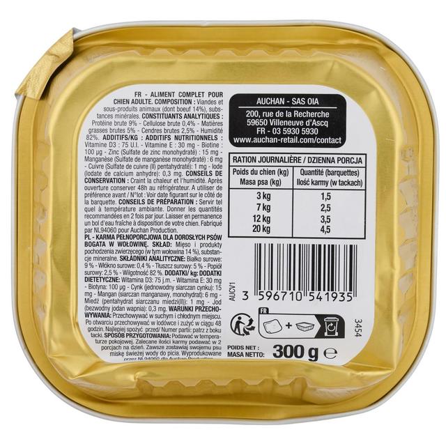 3596710541935 - Auchan - Barquette Terrine riche en boeuf pour chien