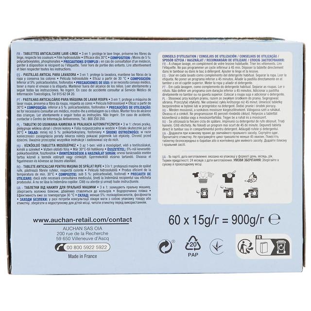 3245678132135 - Auchan - Tablettes anticalcaire lave-linge