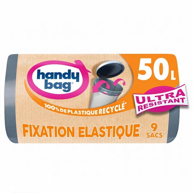 4008871223135 - Handy Bag - Sacs Poubelle Ultra Résistant Fixation Elastique 50L