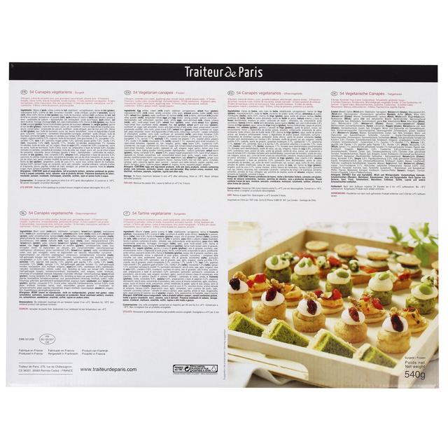 3700478515835 - Traiteur de Paris - 54 canapés végétariens- 6 recettes tendances et panachées