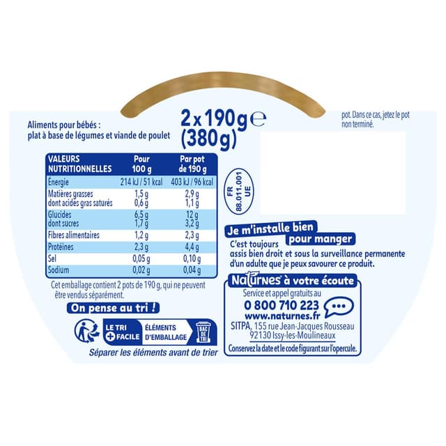 8445291096035 - Naturnes® - Jardinière dé Légumes, Poulet Bol Bébé Dès 6 mois